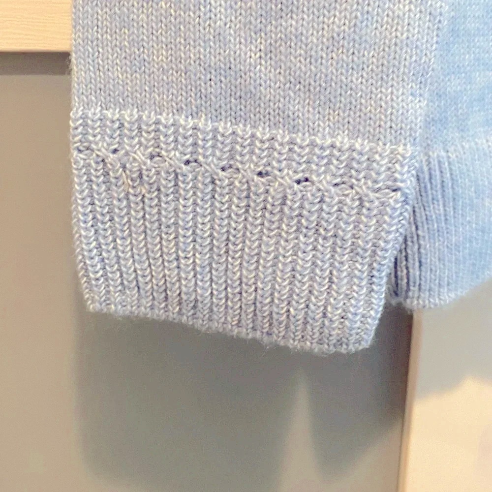 Talbots Breton Button Wide Collar Chunky Pullover Breezy Blue Cotton Women’s XS - Picture 7 of 13